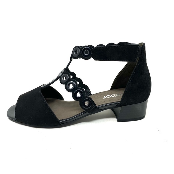 Gabor 81.721.17 suede black t-strap sandals - Picture 1 of 9